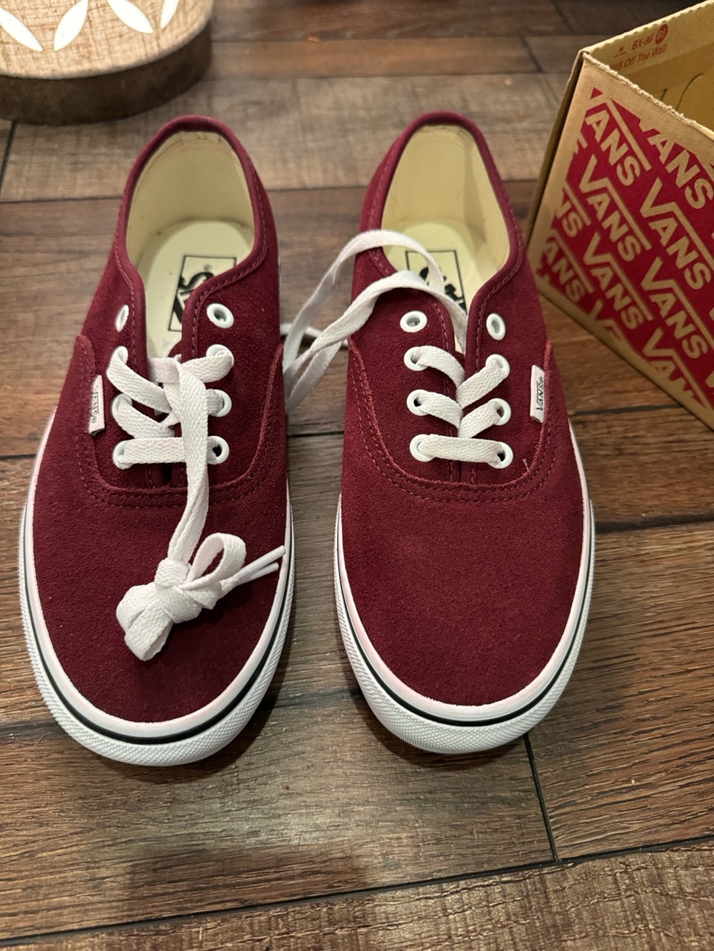 Vans Low Top Platform Sneakers Burgundy and White